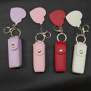Heart Keychain Lipstick Holder Purple, Pink, Red, White your choice NWT